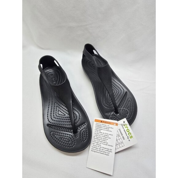 Crocs Serena Sexi Women's Size 4 Black Thong Slingback Flip Flop Sandal Rare-NWT - Picture 1 of 9